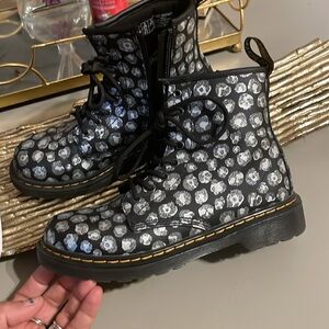 Dr. Martens 1460J Loud Leopard Lace Up Boots Gunmetal Youth US Size 3 UK 2